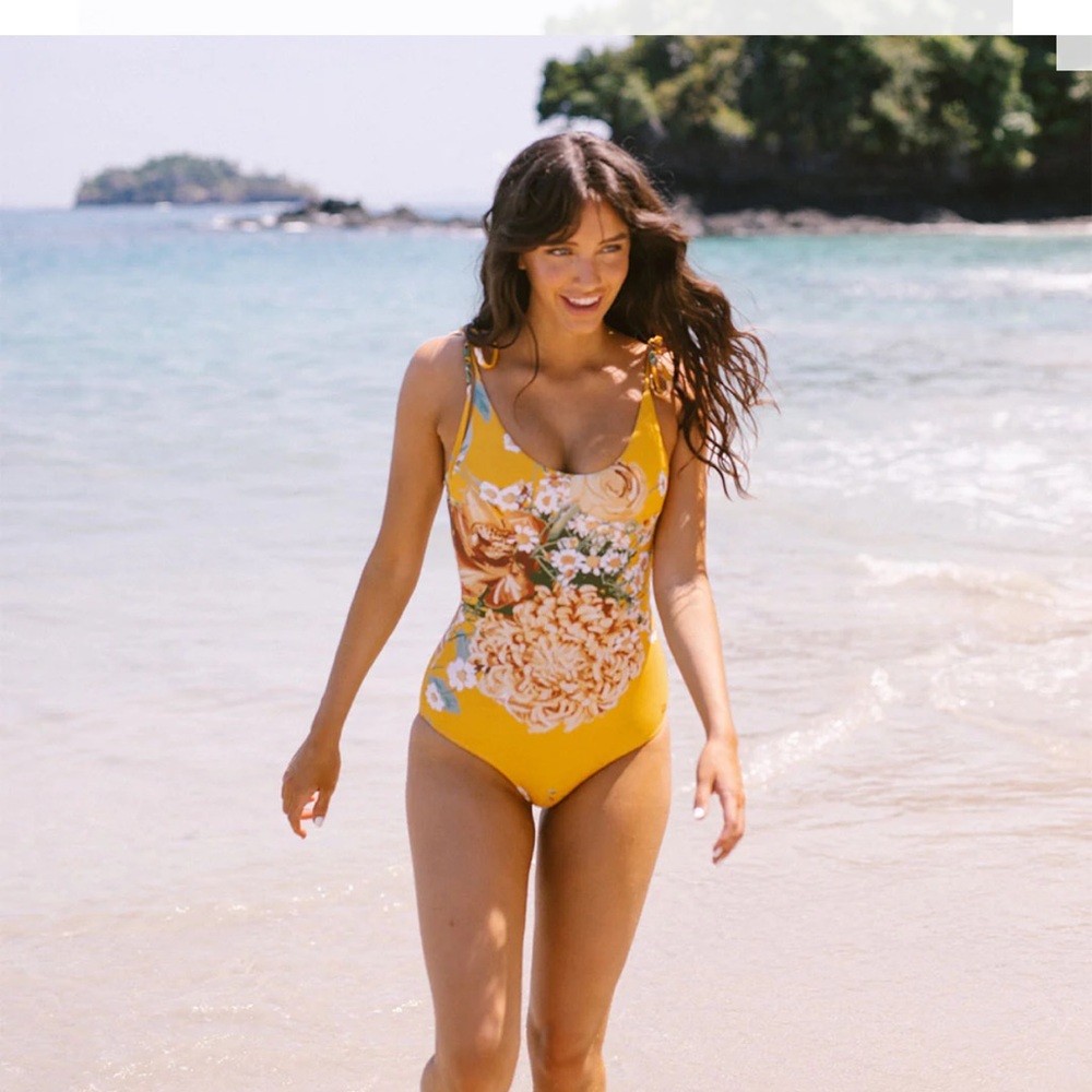 Albion Natalie Yellow Floral One Piece Swimsuit